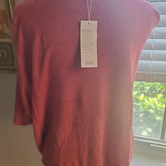 NWT EILEEN FISHER CORAL SHORT SLEEVE SWEATER SIZEM - Picture 4 of 4